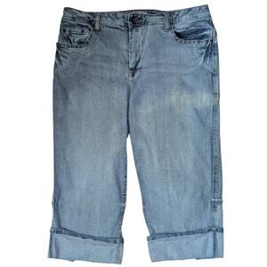 Ladies Faded Glory Embellished Blue Jeans/Capris Size 20W 5 Pockets Vintage